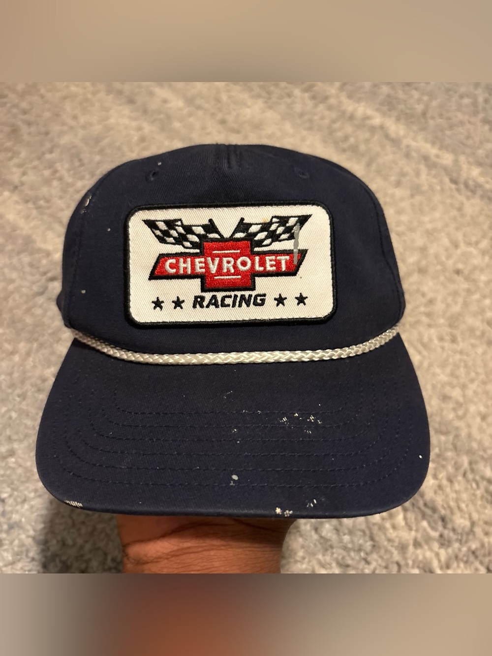 Vintage Chevrolet Racing Rope Hat Snapback Cap Navy Blue Mad Engine